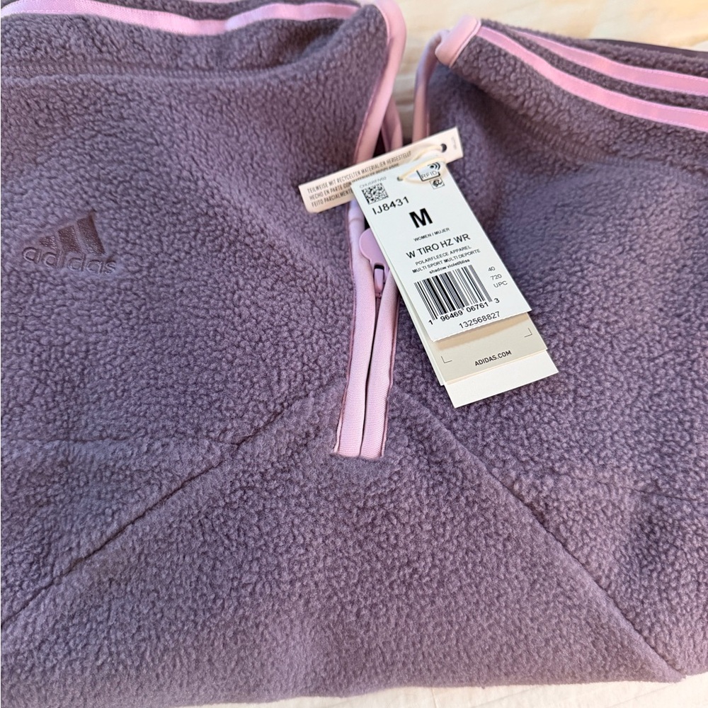 Adidas Lavender Fleece Jacket with Pink Trim